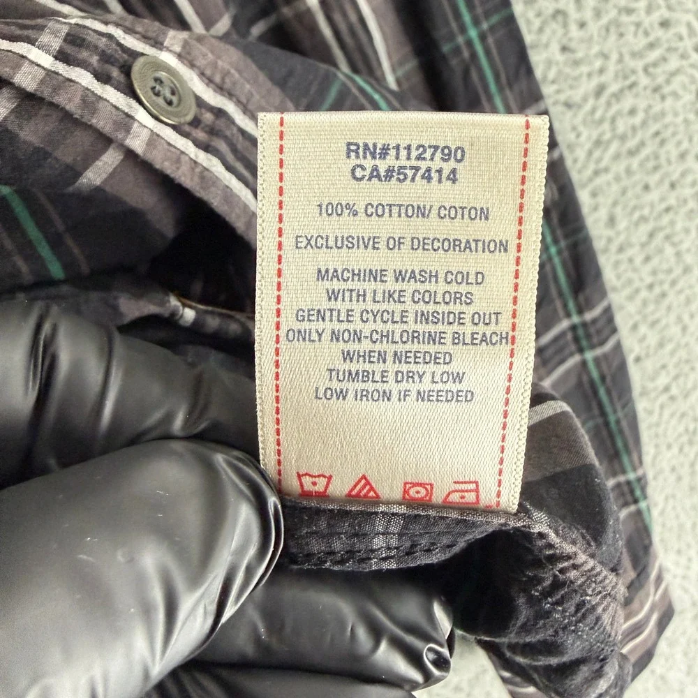 True Religion Button Down Shirt Mens XXXL Black Plaid Western Long Sleeve Cotton
